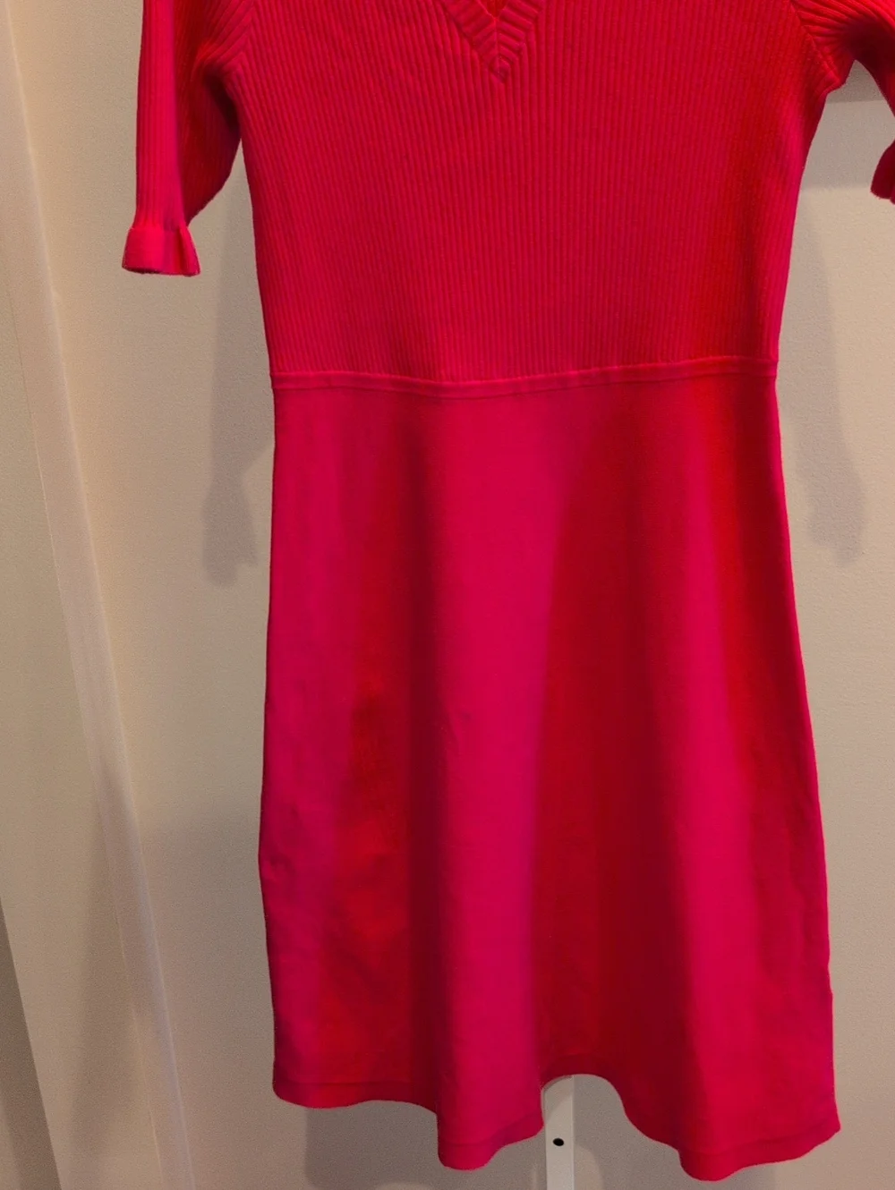 kate spade red V-neck A-line knit dress